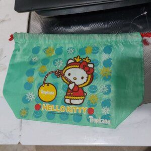 Hello Kitty Tropicana Green Color Drawstring Bag Lightweight Easily Foldable Bag